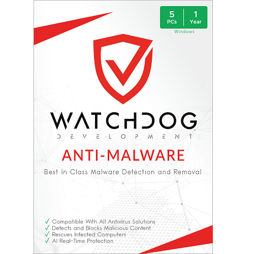 Watchdog Anti-Malware  | 1-Year Subscription | 5 PCs | Windows