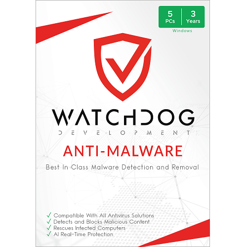 Watchdog Anti-Virus  | 3-Year Subscription | 5 PCs | Windows